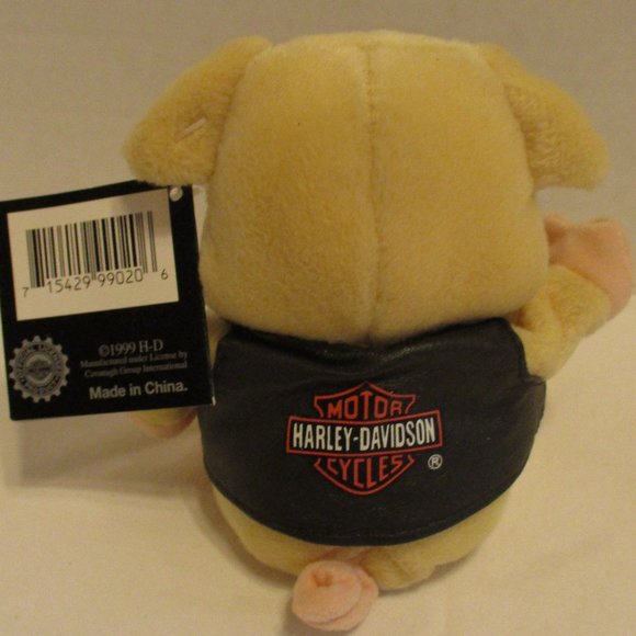 Harley Davidson NEW Vintage 1999 Black Red Peach Graphic Bean Bag Plush - Picture 3 of 8